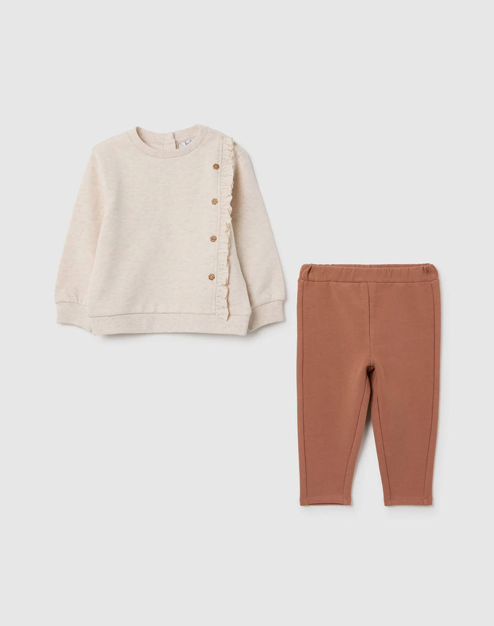 OVS JOG SET W/RUFFLE 2459880-CEDAR WOOD Biege