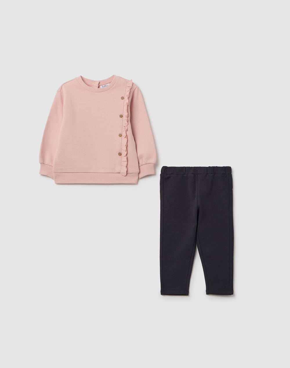 OVS JOG SET W/RUFFLE 2459885-EBONY Pink