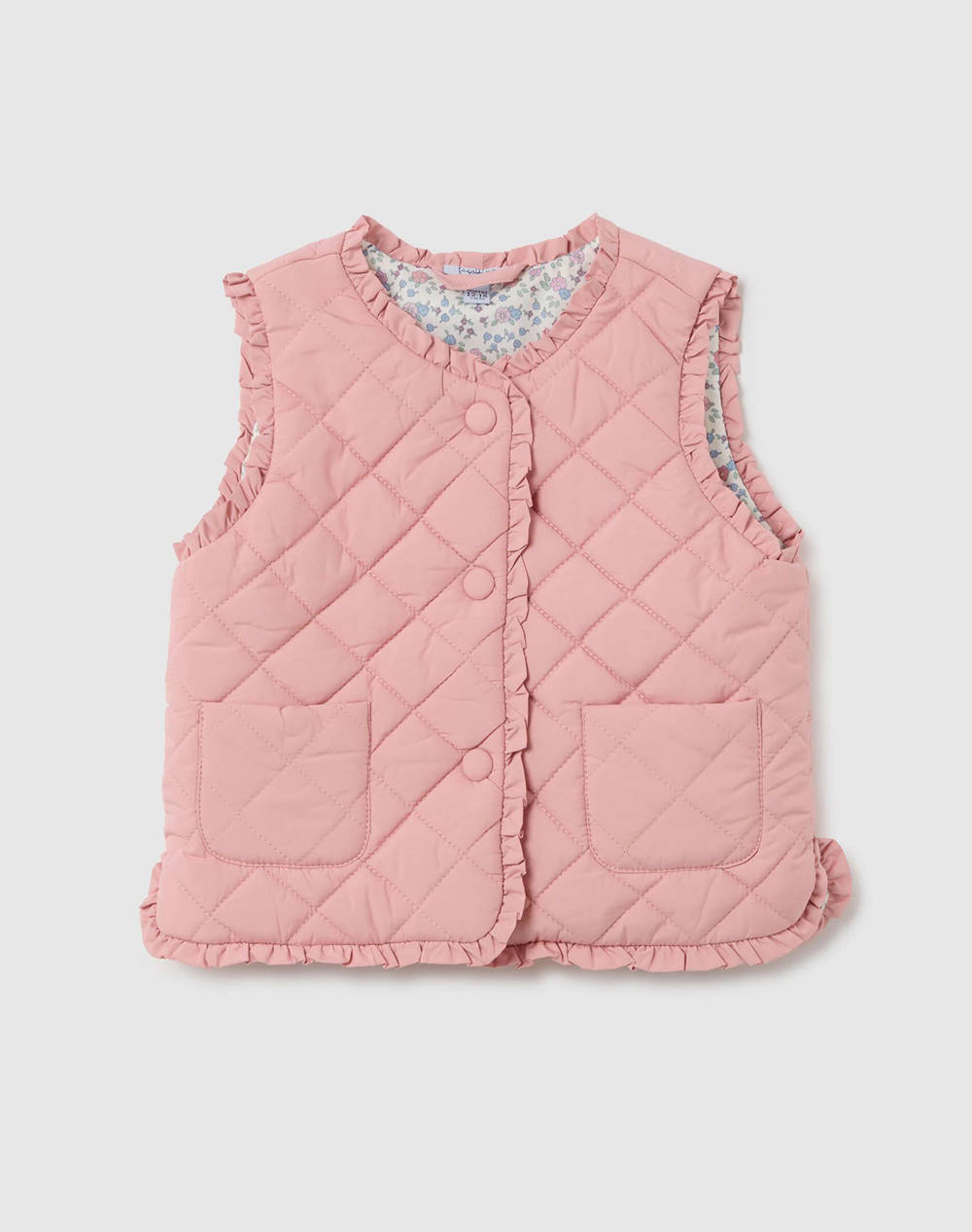 OVS OVS QUILTED GILET W/RUFFLE 2396147-BLEACHED MAUVE Pink