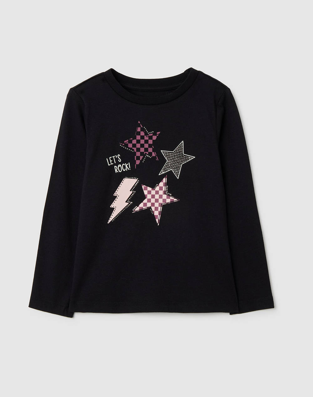 OVS TSH LS PRINT4-5COL STRASS 2447209-BLACK BEAUTY Black