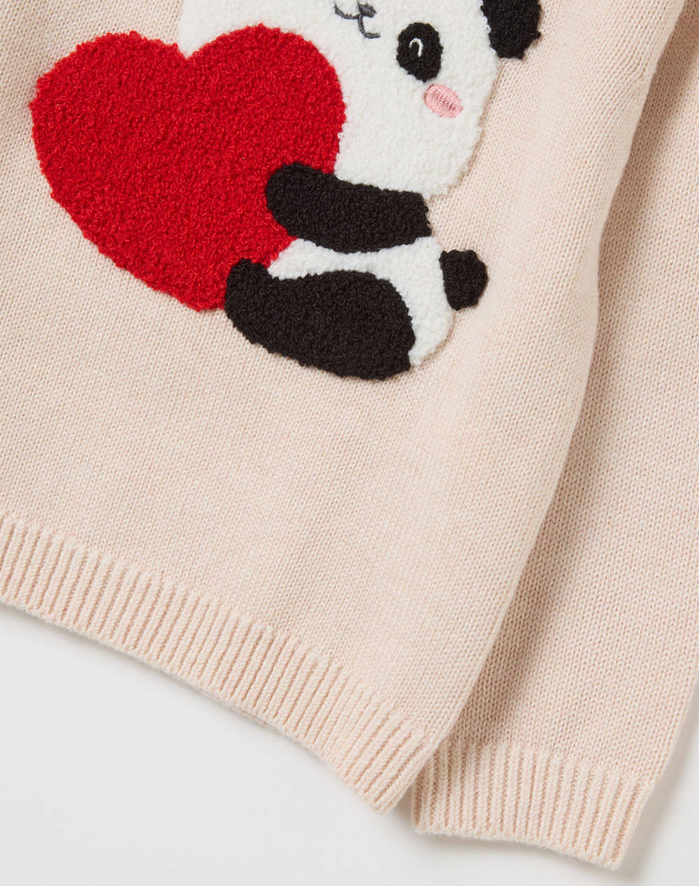 OVS JUMPER BIG HEART 2459986-CREME DE PECHE Biege φωτογραφία