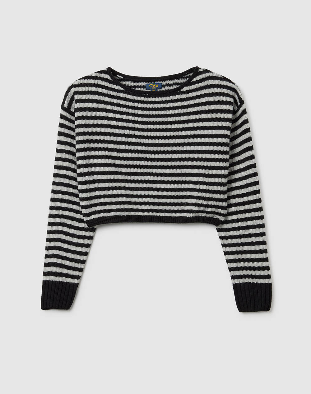 OVS CROP JUMPER STRIPES 2464685-BLACK/GREY Multi