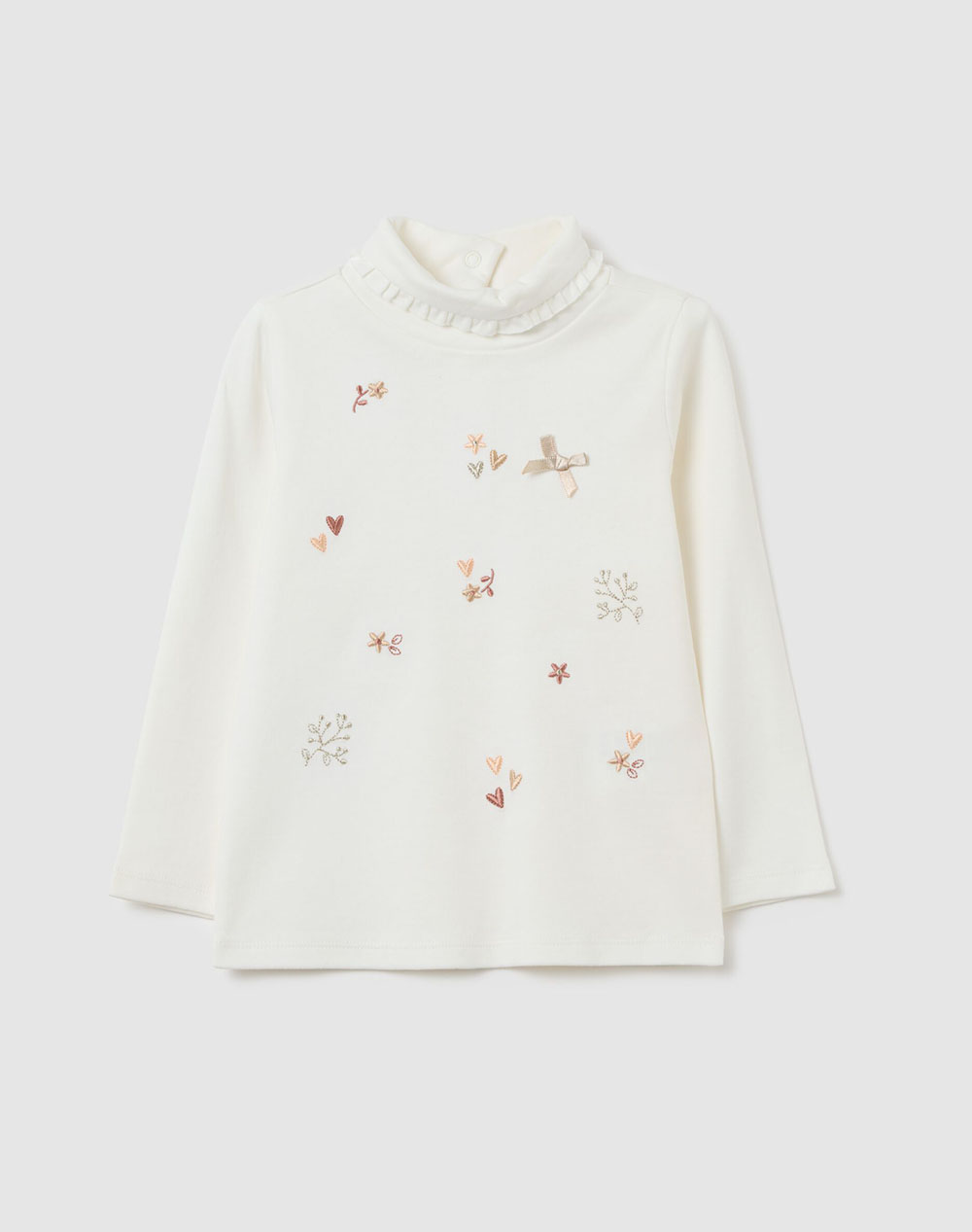OVS TURTLE NECK W/EMBRO 2478445-WHITE ALYSSUM OffWhite