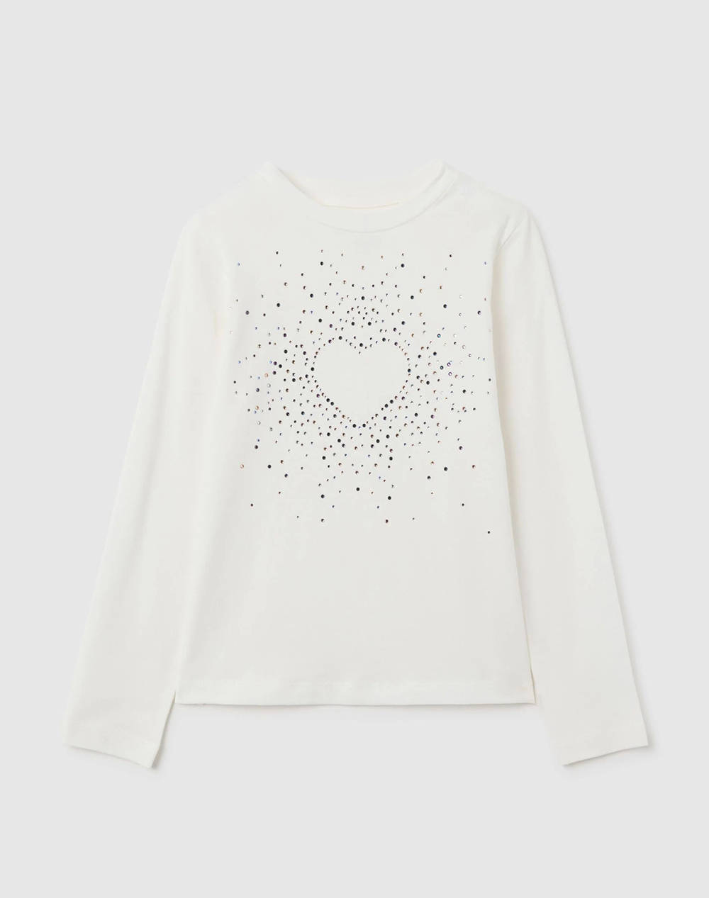 OVS T-SHIRT L/S W/STRASS 2402883-BLANC DE BLANC OffWhite