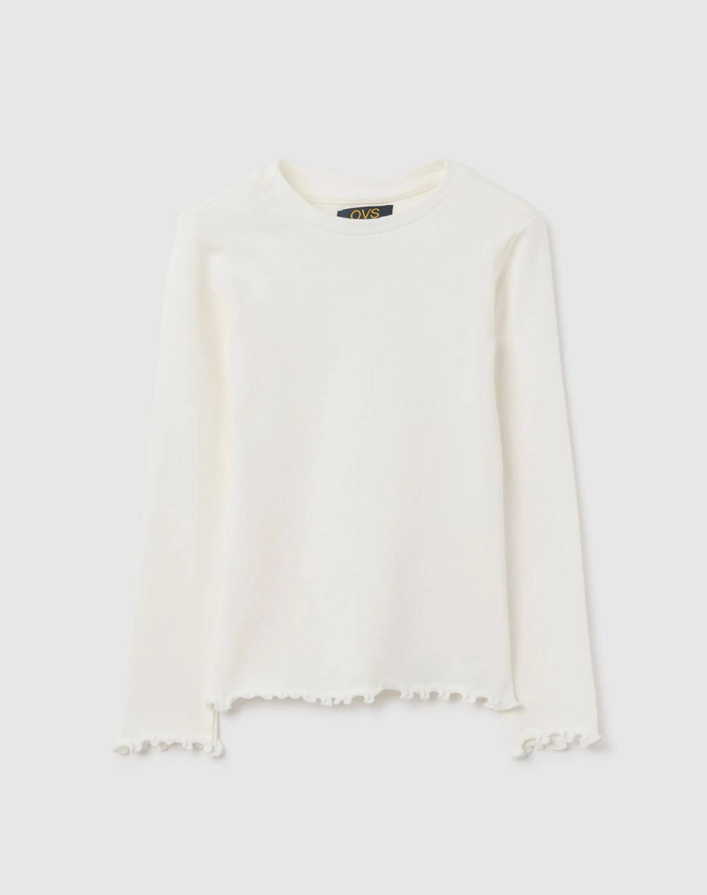 OVS TSH LS RIB SOLID 2447153-SNOW WHITE OffWhite