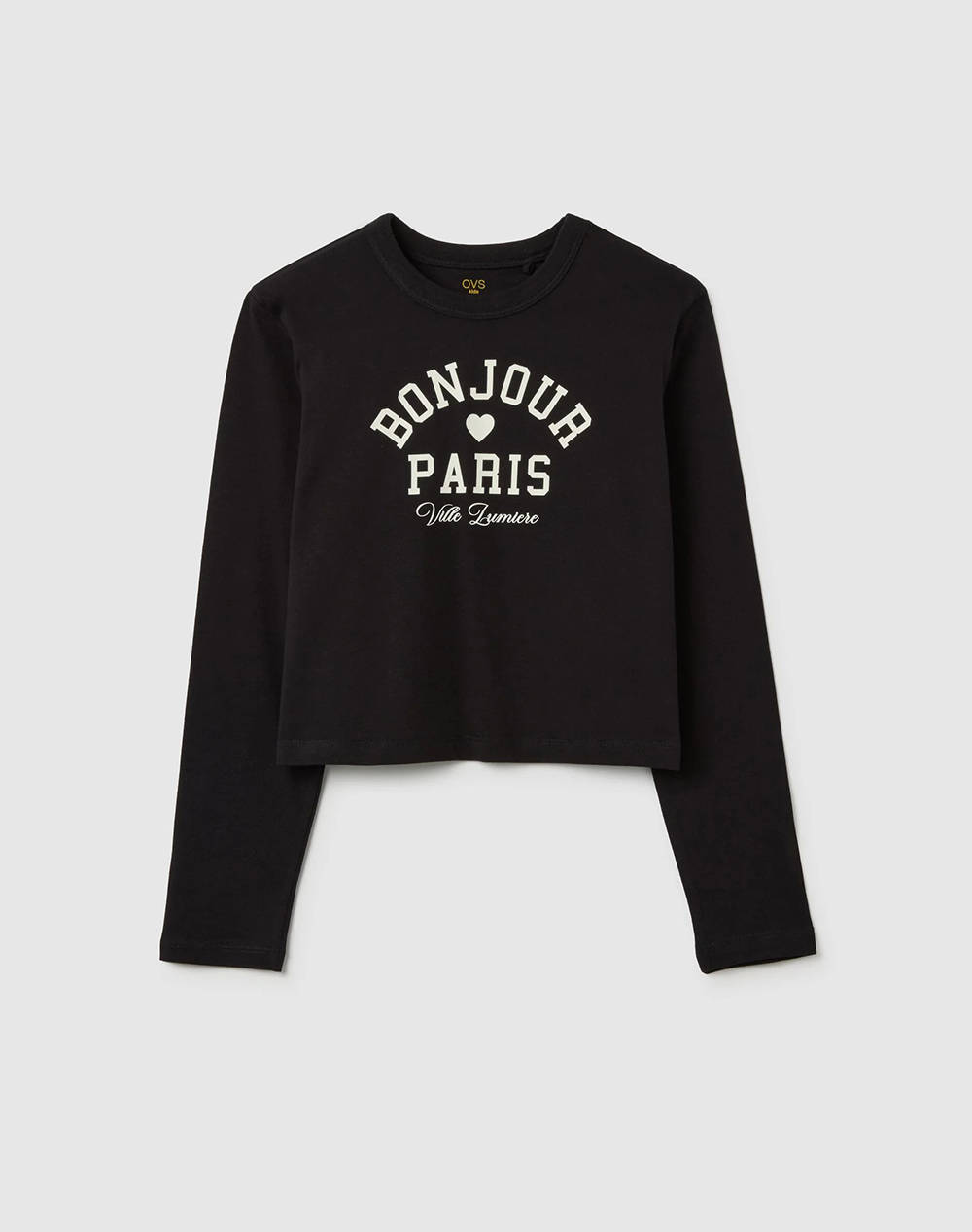 OVS T-SHIRT L/S PRINT 4/5 2444112-BLACK BEAUTY Black