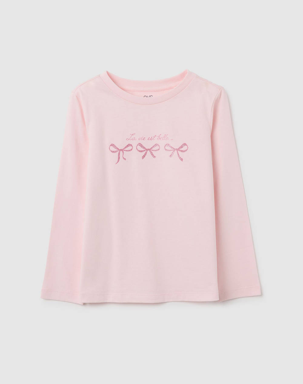 OVS TSH LS PR 1COL GLITTER 2472622-PRIMROSE PINK Pink