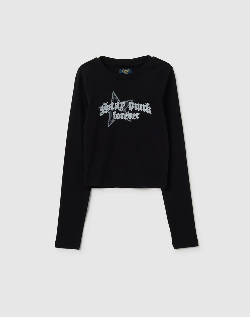 OVS T-SHIRT L/S PRINT 4/5 COL 2458309-BLACK BEAUTY Black