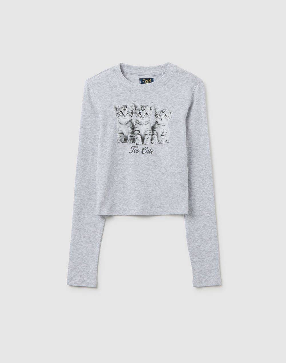 OVS T-SHIRT L/S PRINT 4/5 COL 2468029-GREY MELANGE Gray