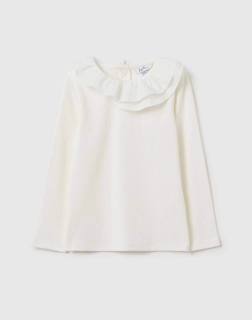 OVS RIB TSH W/WOVEN COLLAR 2468228-WHITE ALYSSUM Ivory