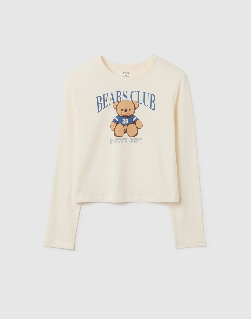OVS T-SHIRT L/S PRINT 4/5 2444102-EGRET Ecru