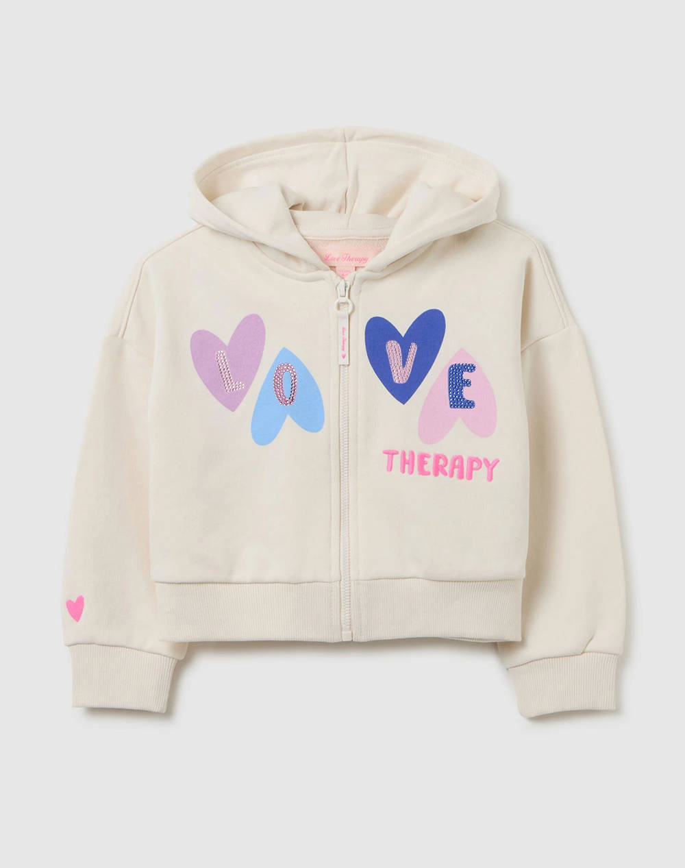 OVS HOODY FULL ZIP 2446781-CREAM PINK Cream