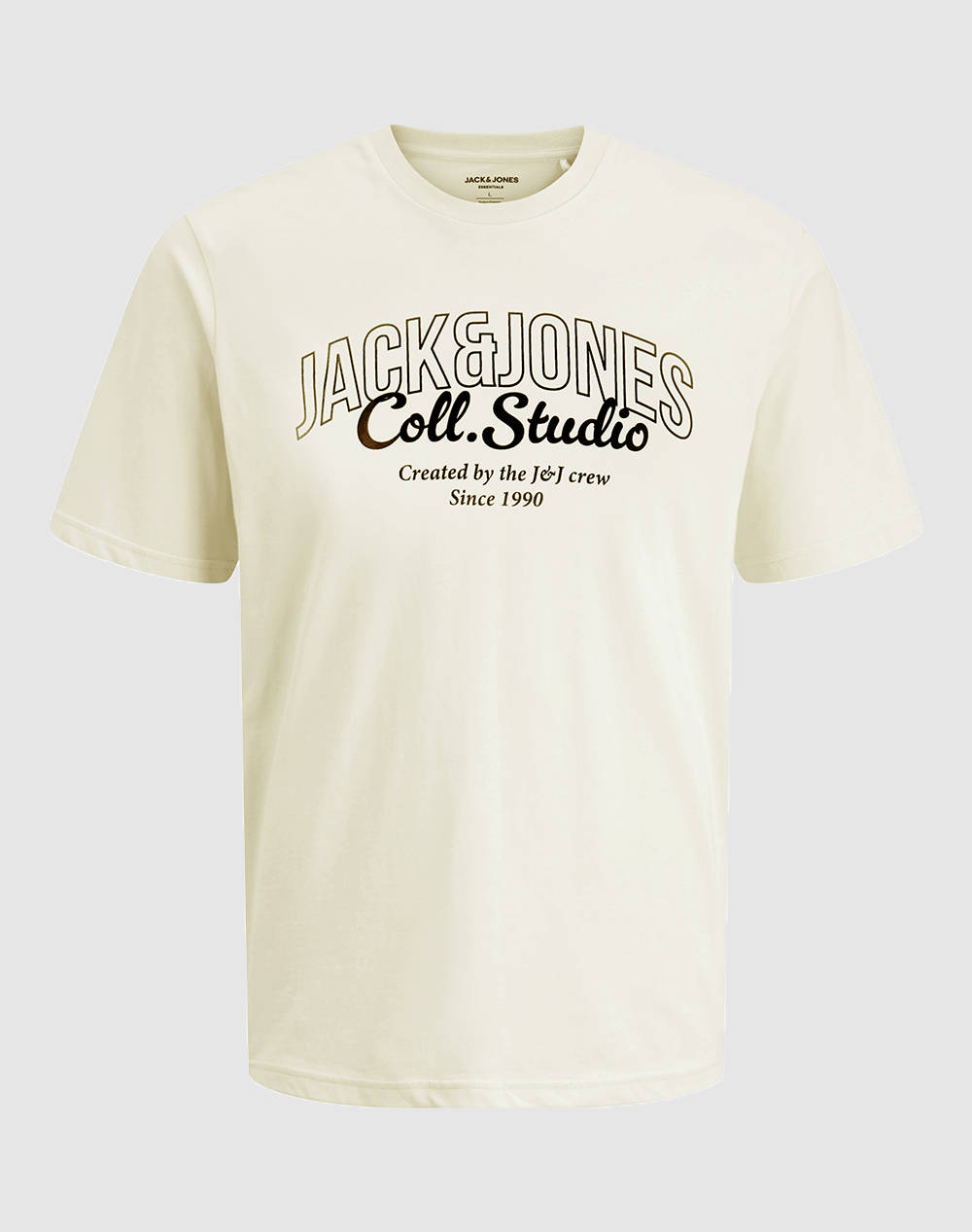 JACK&JONES JJMAKOTO TEE SS CREW NECK JNR 12279640-Antique WhiteBigPrint Ivory