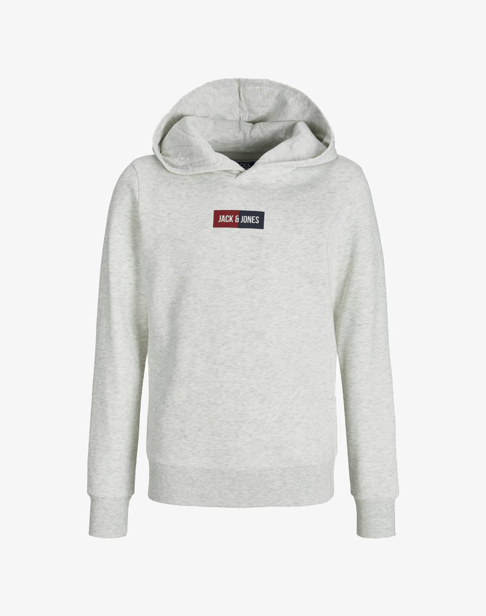 JACK&JONES JJPAN SWEAT HOOD JNR 12279587-White Melange LightGray