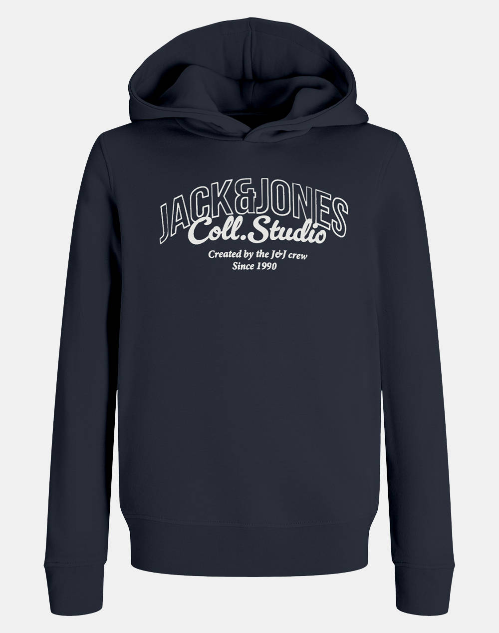 JACK&JONES JJMAKOTO SWEAT HOOD UB JNR 12285646-Sky CaptainBigPrint DarkBlue