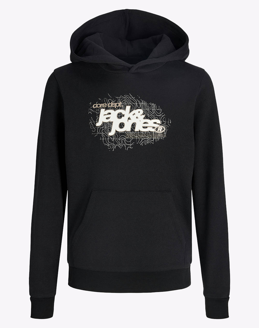 JACK&JONES JCOGRID BRANDING SWEAT HOOD JNR 12289394-BLACK Black