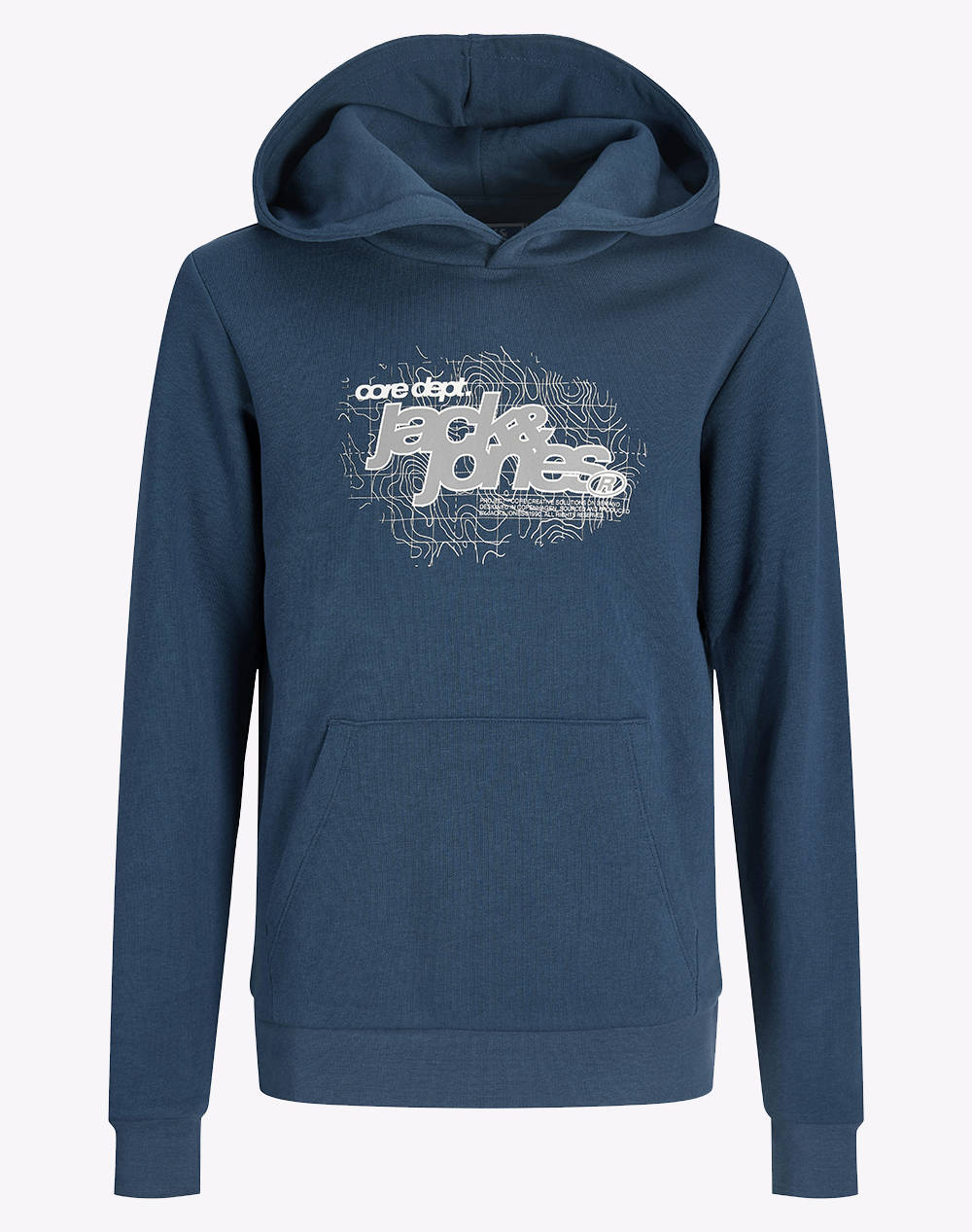 JACK&JONES JCOGRID BRANDING SWEAT HOOD JNR 12289394-Titan Petrol