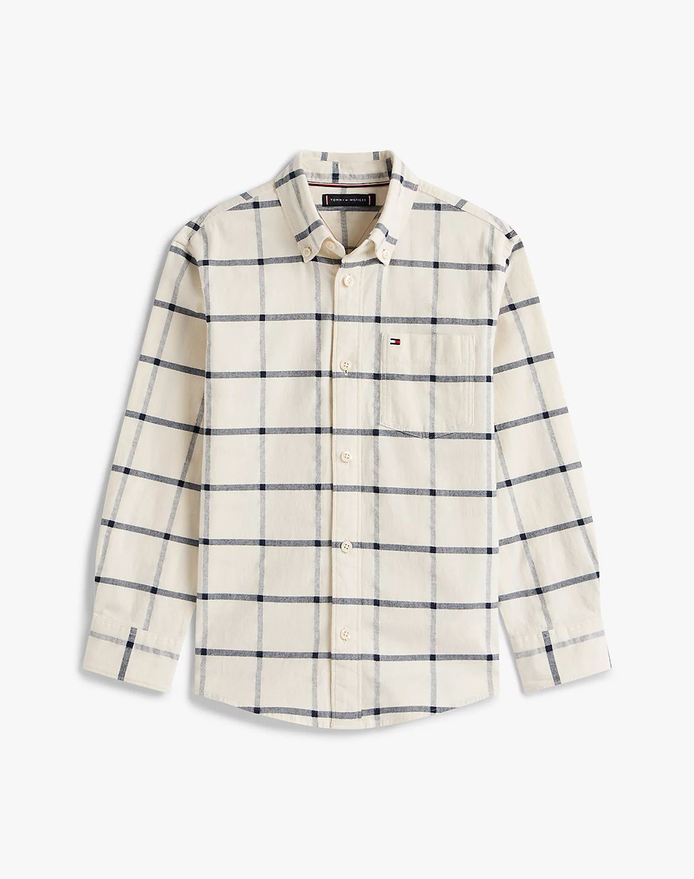 TOMMY HILFIGER WINDOW PANE CHECK SHIRT LS KB0KB10096-8Y-16Y-0K4 Cream