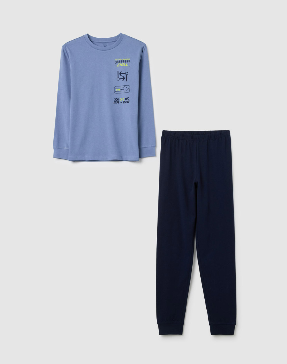 OVS OVS PYJAMA SP 10/15 JRS 160 2447665-BLUE/LT BLUE SteelBlue