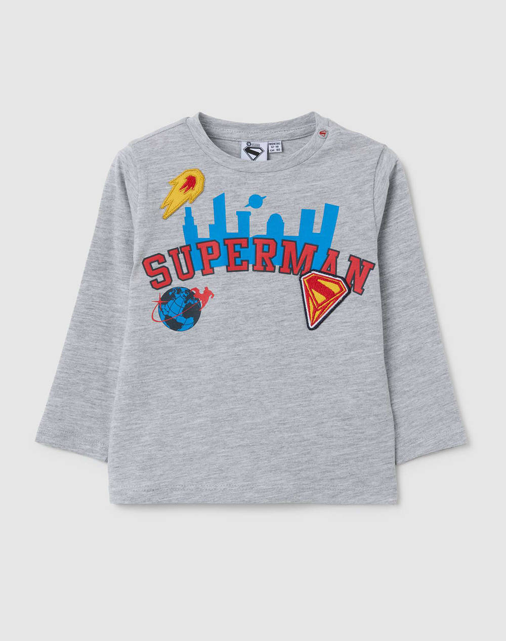 OVS LS TSHIRT SUPERMAN 2415265-MEDIUM GREY MELANGE Gray