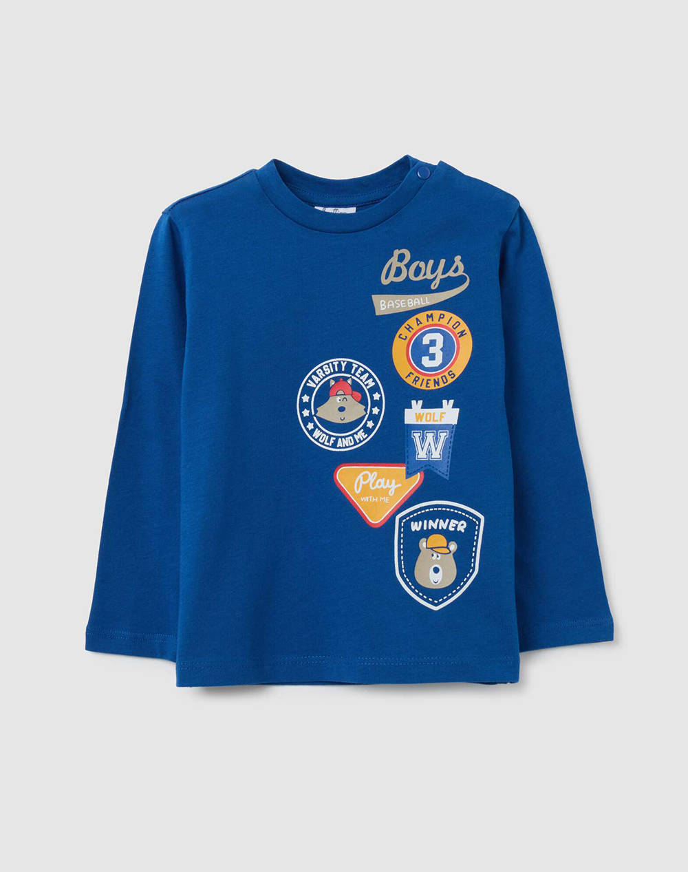 OVS TSHIRT LS W-PRINT MOD C 2443247-LIMOGES Blue