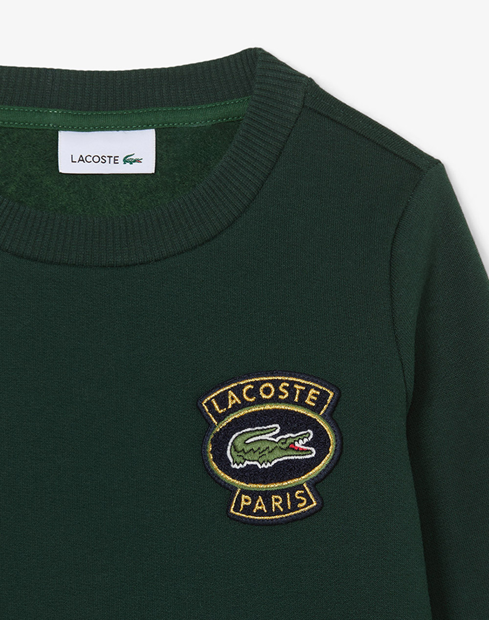 LACOSTE ΜΠΛΟΥΖΑ ΦΟΥΤΕΡ ΜΜ CHENILLE PATCH CREW 3SJ0922-YZP DarkGreen φωτογραφία