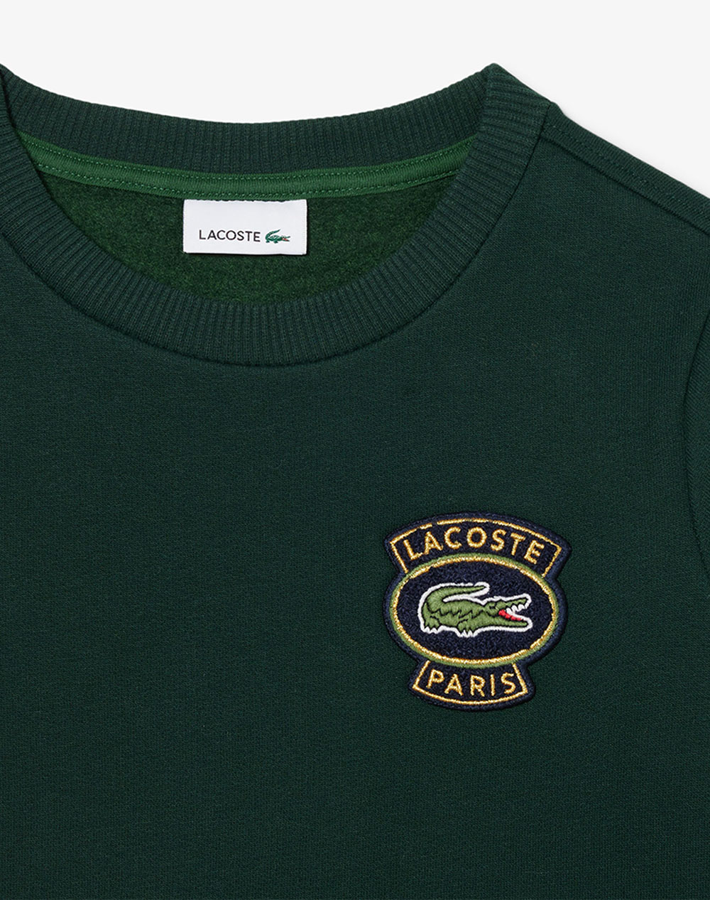 LACOSTE ΜΠΛΟΥΖΑ ΦΟΥΤΕΡ ΜΜ CHENILLE PATCH CREW 3SJ0934-YZP DarkGreen φωτογραφία