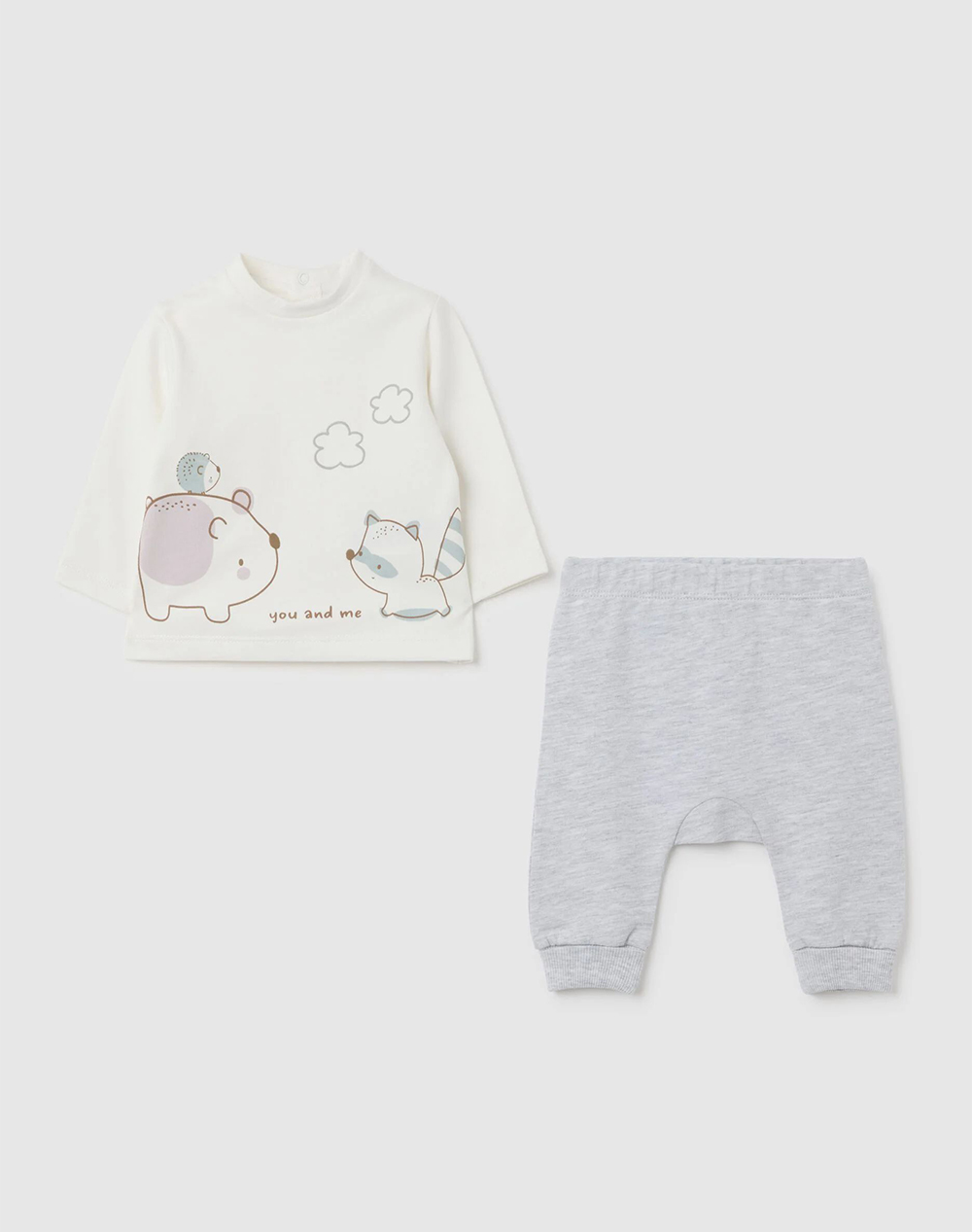 OVS SET SWEATSHIRT + TROUSERS 2401784-SNOW WHITE Mixed