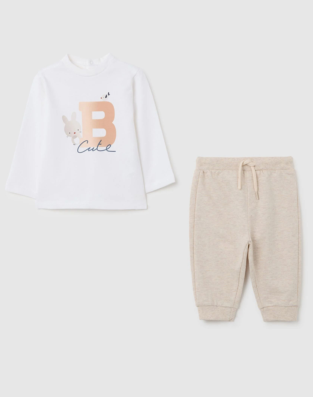 OVS SET SWEATSHIRT + TROUSERS 2401751-BEIGE MELANGE Biege