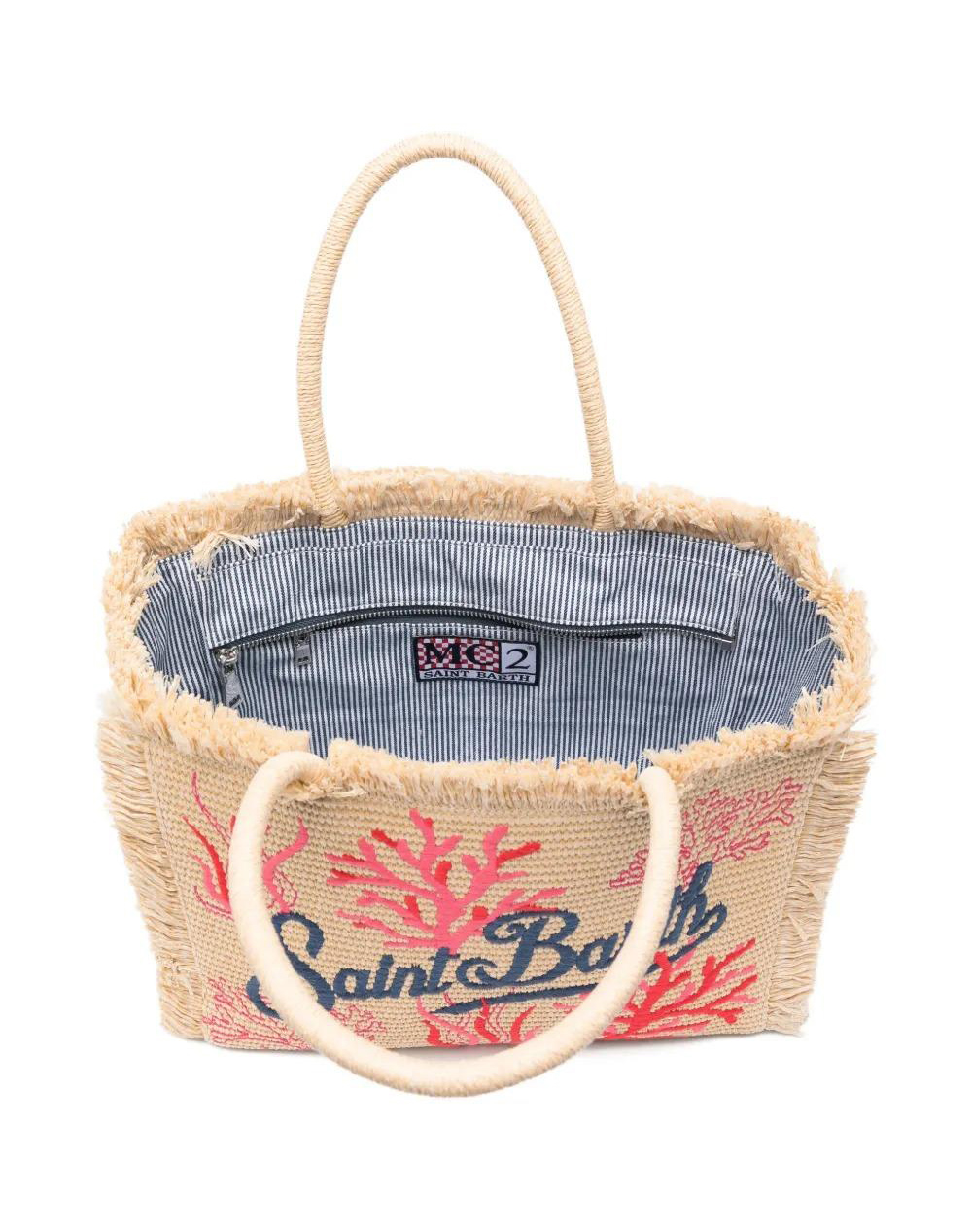 Mc2 Vanity Straw N-Shoulder Bag-Coral 42 Emb Vani021-09064L-09064L Biege Γυναικεία αξεσουάρ τσάντες Politikos Shop Πολιτικός