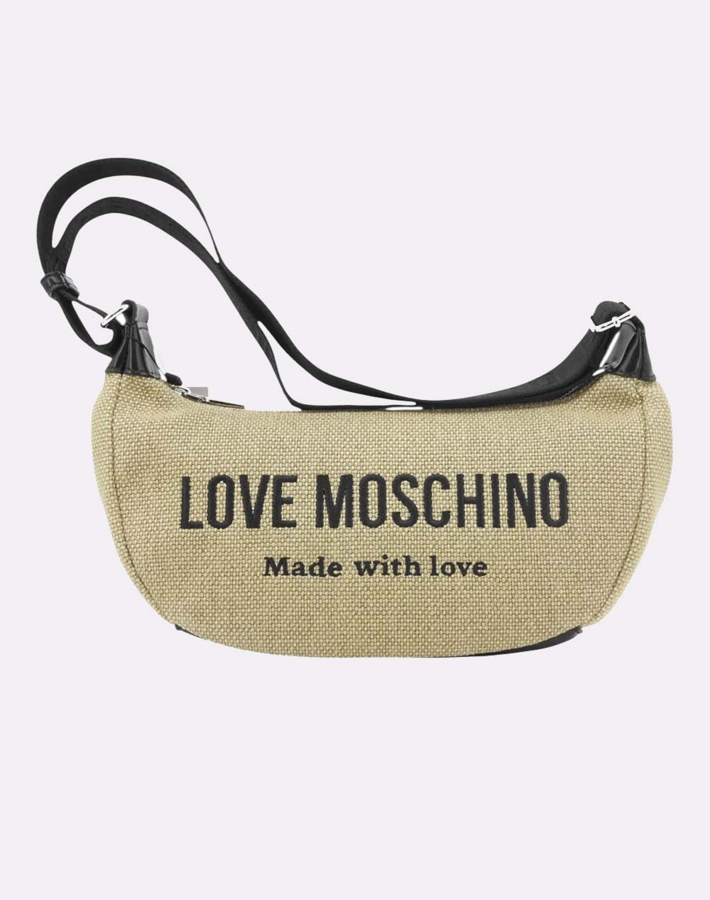 Love Moschino Γυναικεία Τσάντα Ώμου/Χιαστί Μπεζ Ύφασμα Οικολογικό Δέρμα