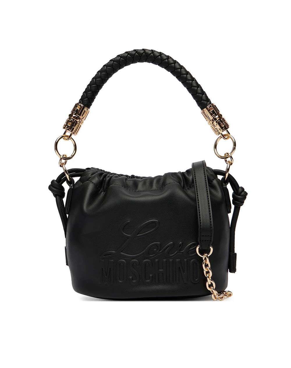 Love Moschino Γυναικεία Τσάντα Πουγκί Μαύρο Πολυουρεθάνη