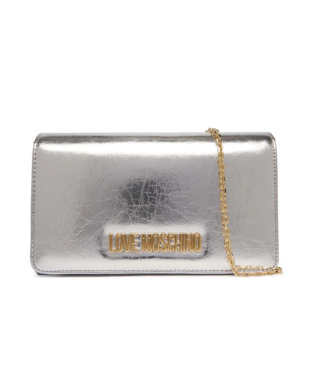 Love Moschino Γυναικεία Τσάντα Ώμου Ασημί Πολυουρεθάνη