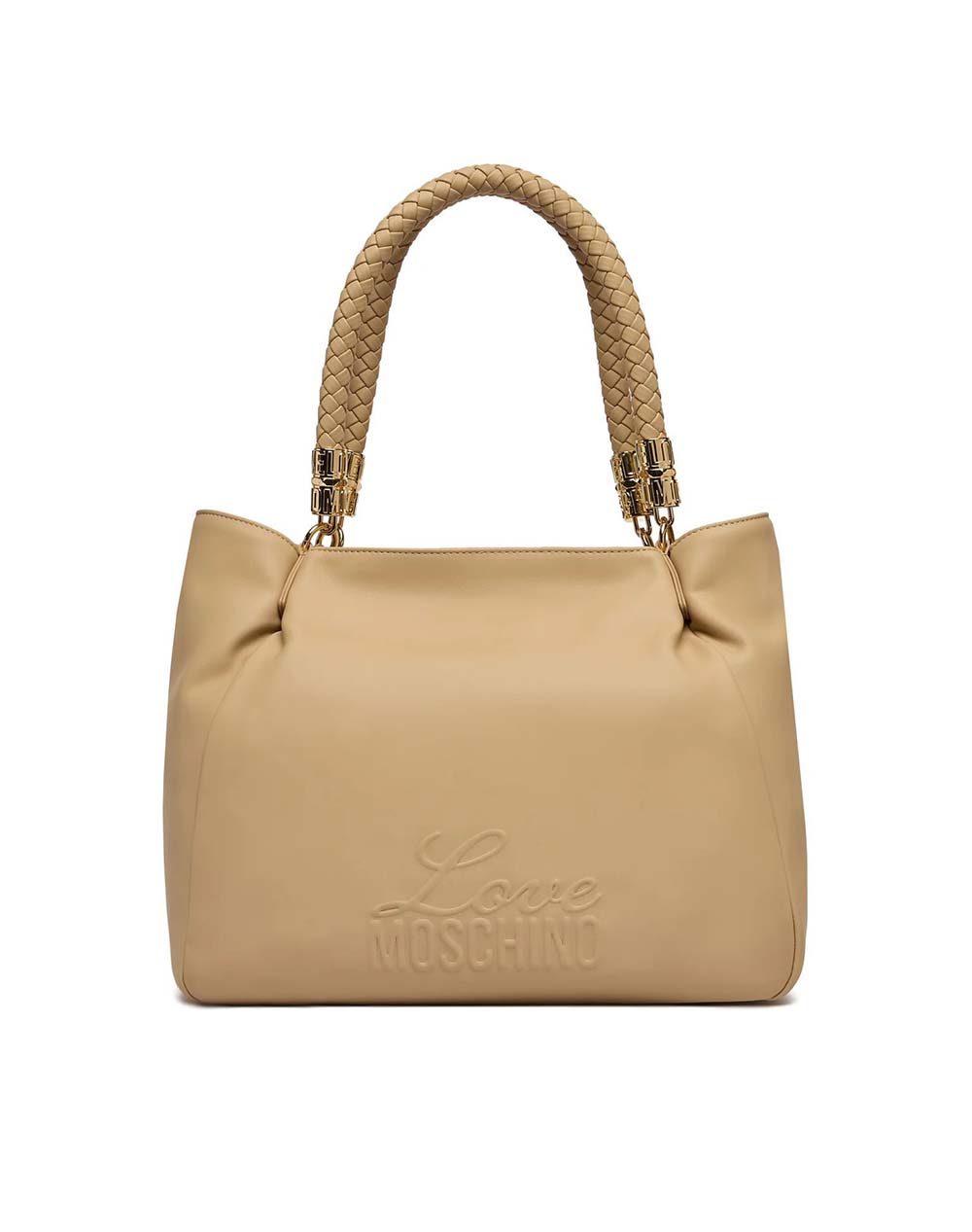 Love Moschino Γυναικεία Τσάντα Tote Μπεζ Πολυουρεθάνη