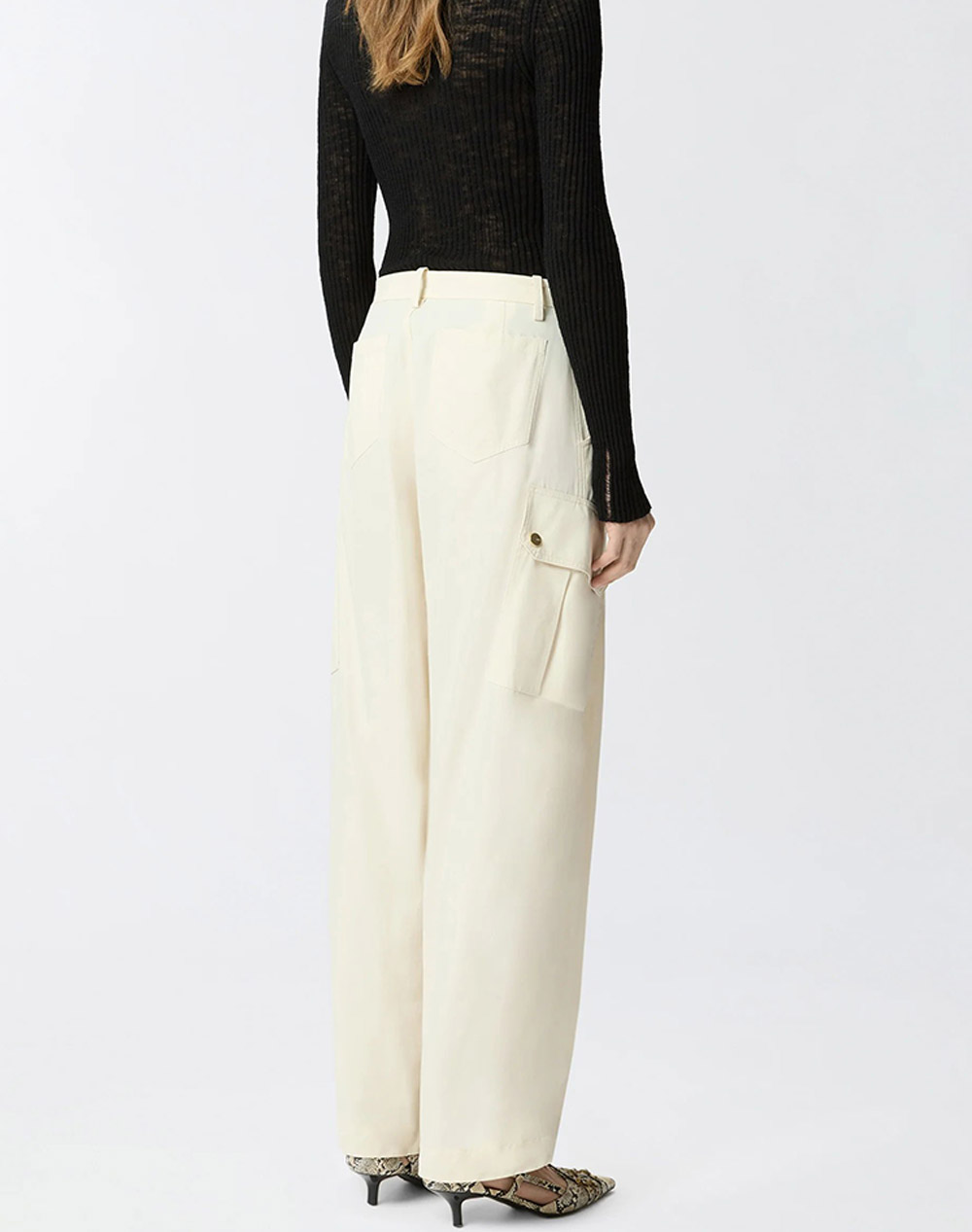 PINKO PINKO ROSALIN PANTALONE COTONE FLUID 106278A2ER-C03 Biege - 2