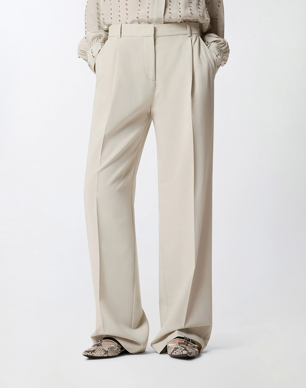PINKO PAULA PANTALONE FLUIDO 106607A18E-I18 Cream