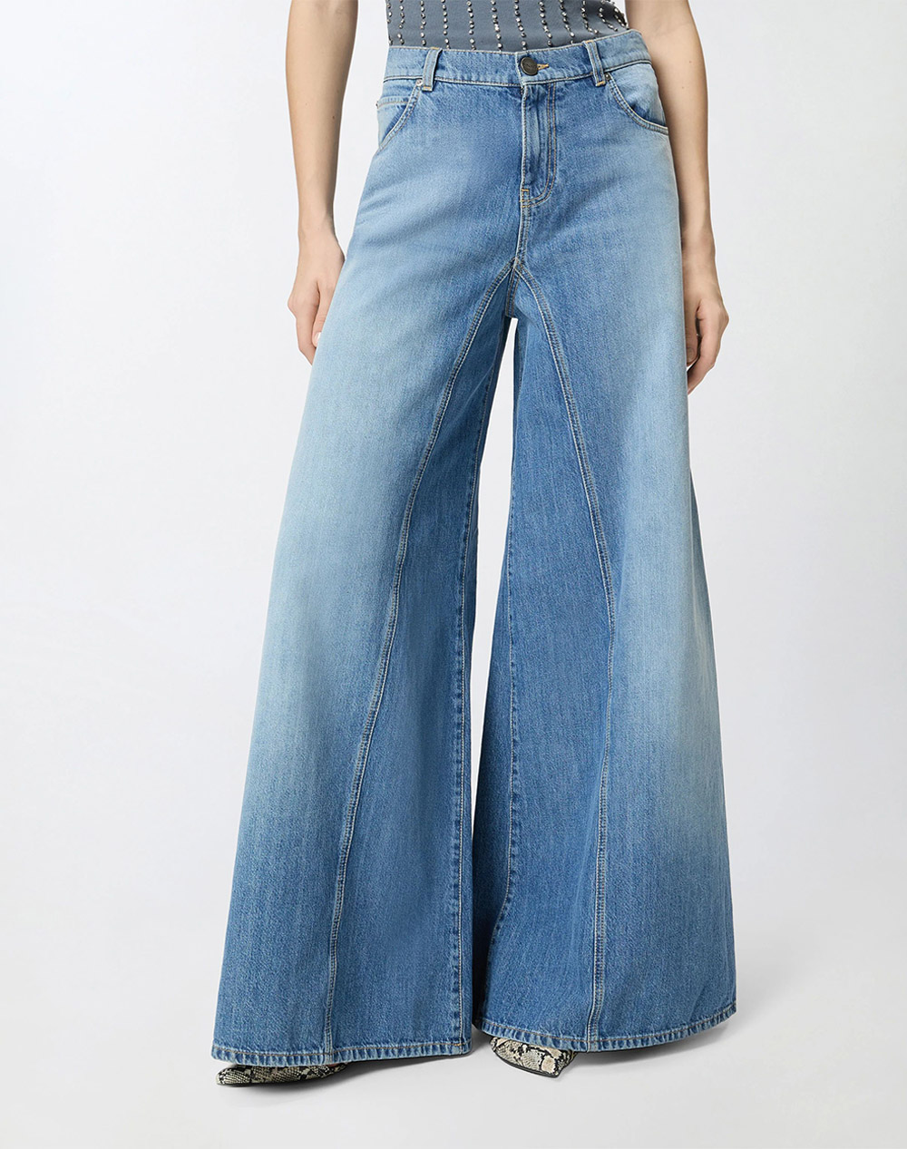 PINKO WINONA WIDE LEG MEDIUM WAVE DE 106228A323-PJO DenimBlue