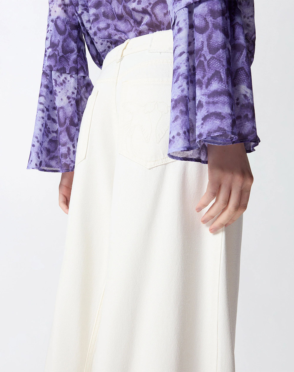 Pinko Winona Wide Leg Bull Slegato 106228A32P-Z05 White Γυναικεία ρούχα παντελόνια Jean 5P Cargo Politikos Shop Πολιτικός