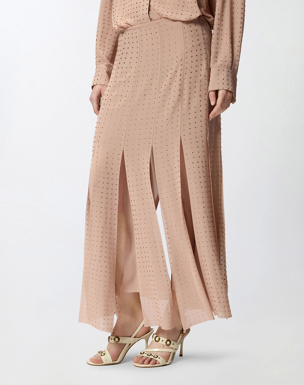 PINKO RUCOLA GONNA GEORGETTE FULL ST 106260A32X-Q24 Nude