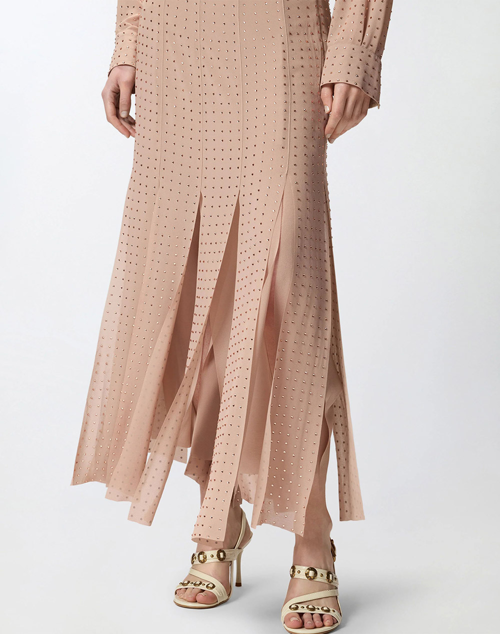 PINKO PINKO RUCOLA GONNA GEORGETTE FULL ST 106260A32X-Q24 Nude - 3