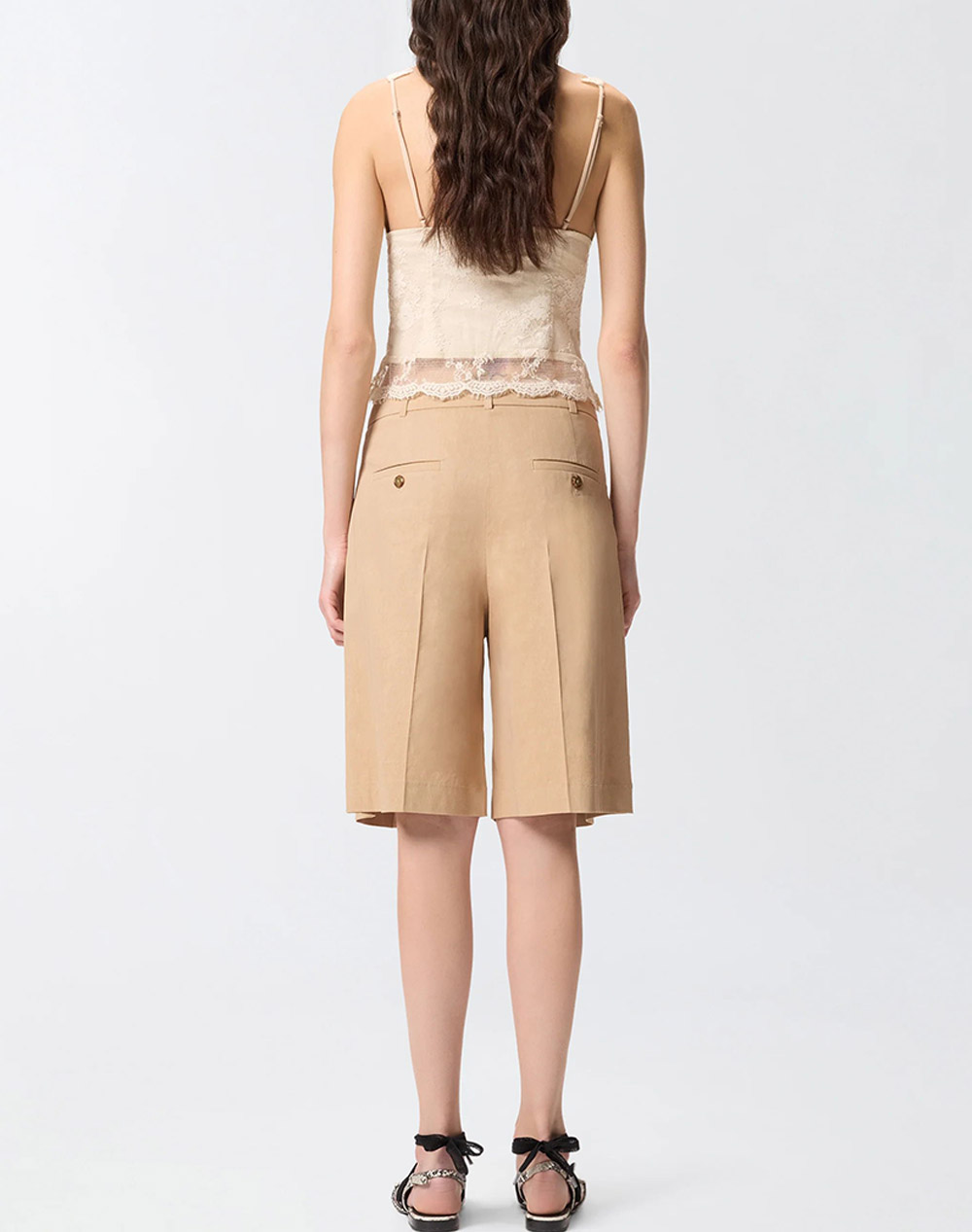 PINKO PINKO BRYANA BERMUDA LINO STRETCH 106594A34I-D41 Biege - 2