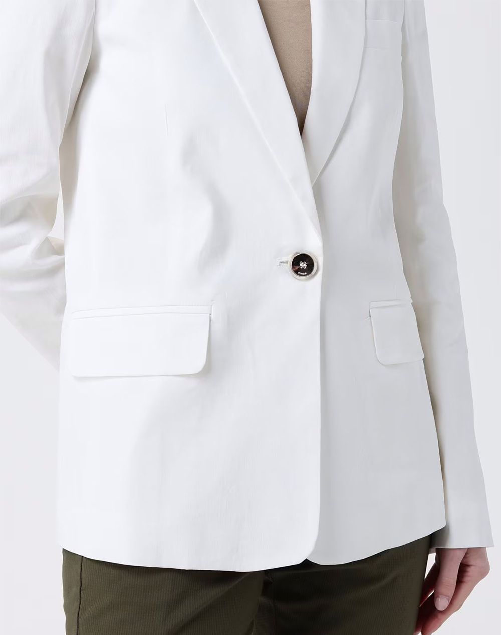 Pinko Freda Giacca Lino Stretch 106597A34I-Z05 White Γυναικεία ρούχα Πανωφορια Σακακια Politikos Shop Πολιτικός