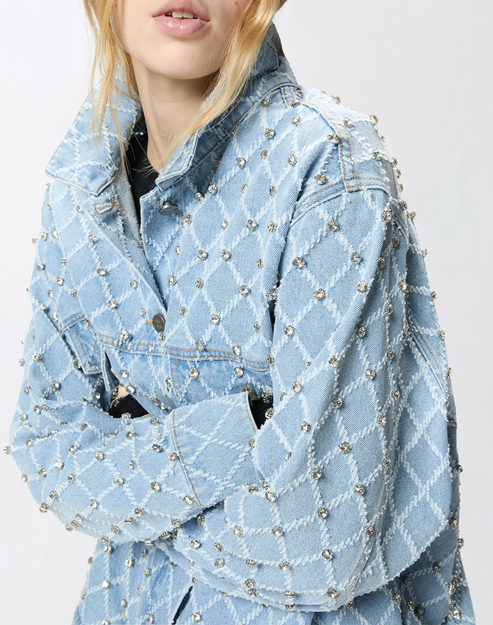 Pinko Pifferaio Overshirt Diamond Ri 106246A32N-Pje Denimlightblue Γυναικεία ρούχα Πανωφορια μπουφάν Politikos Shop Πολιτικός