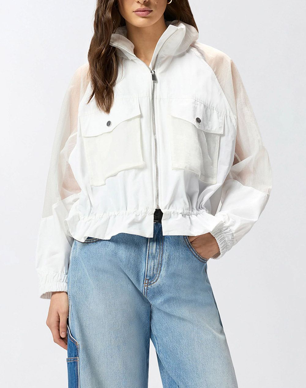 PINKO BETH BLOUSON RIPSTOP ORGANZATO 106592A325-Z04 OffWhite