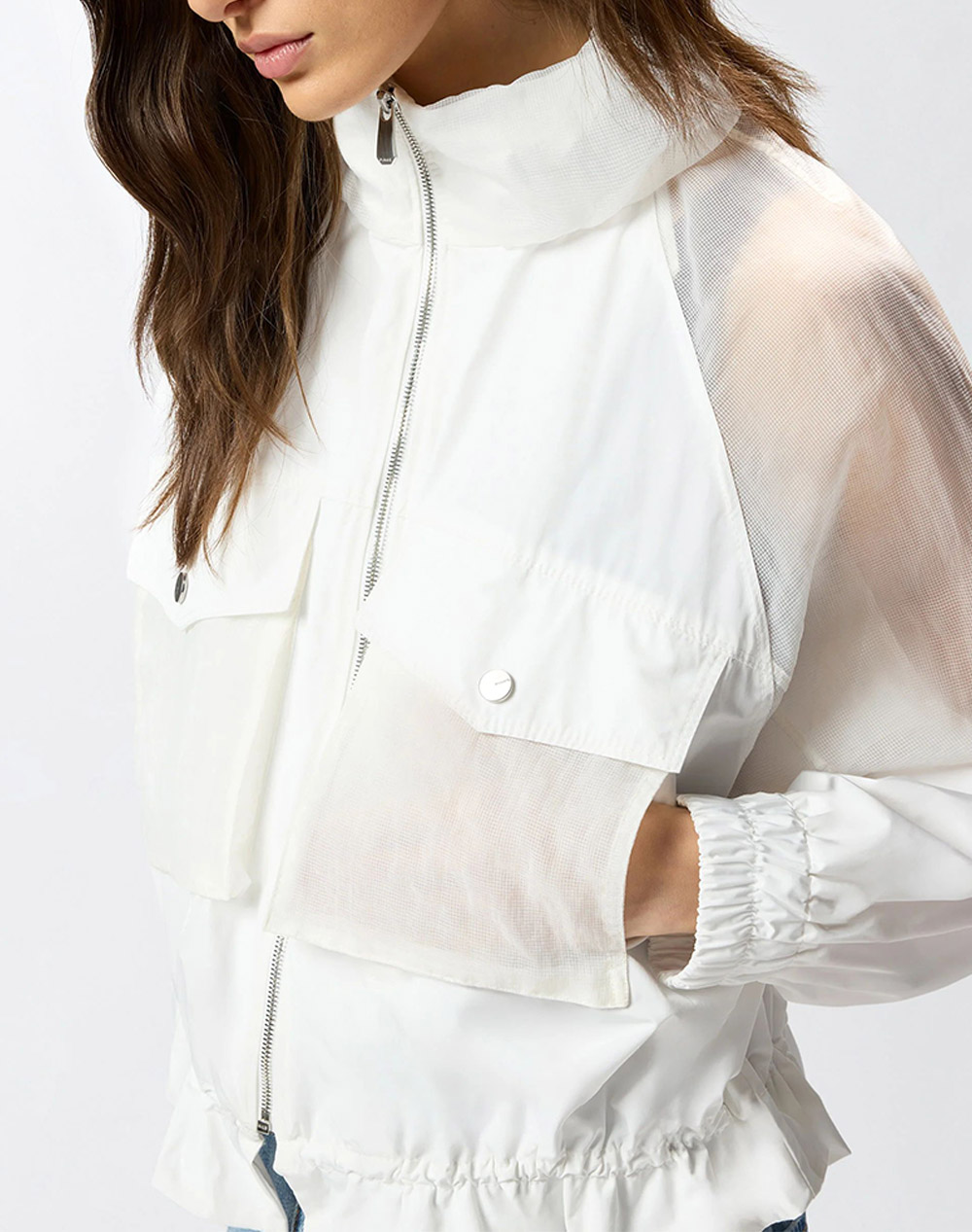 Pinko Beth Blouson Ripstop Organzato 106592A325-Z04 Offwhite Γυναικεία ρούχα Πανωφορια μπουφάν Politikos Shop Πολιτικός