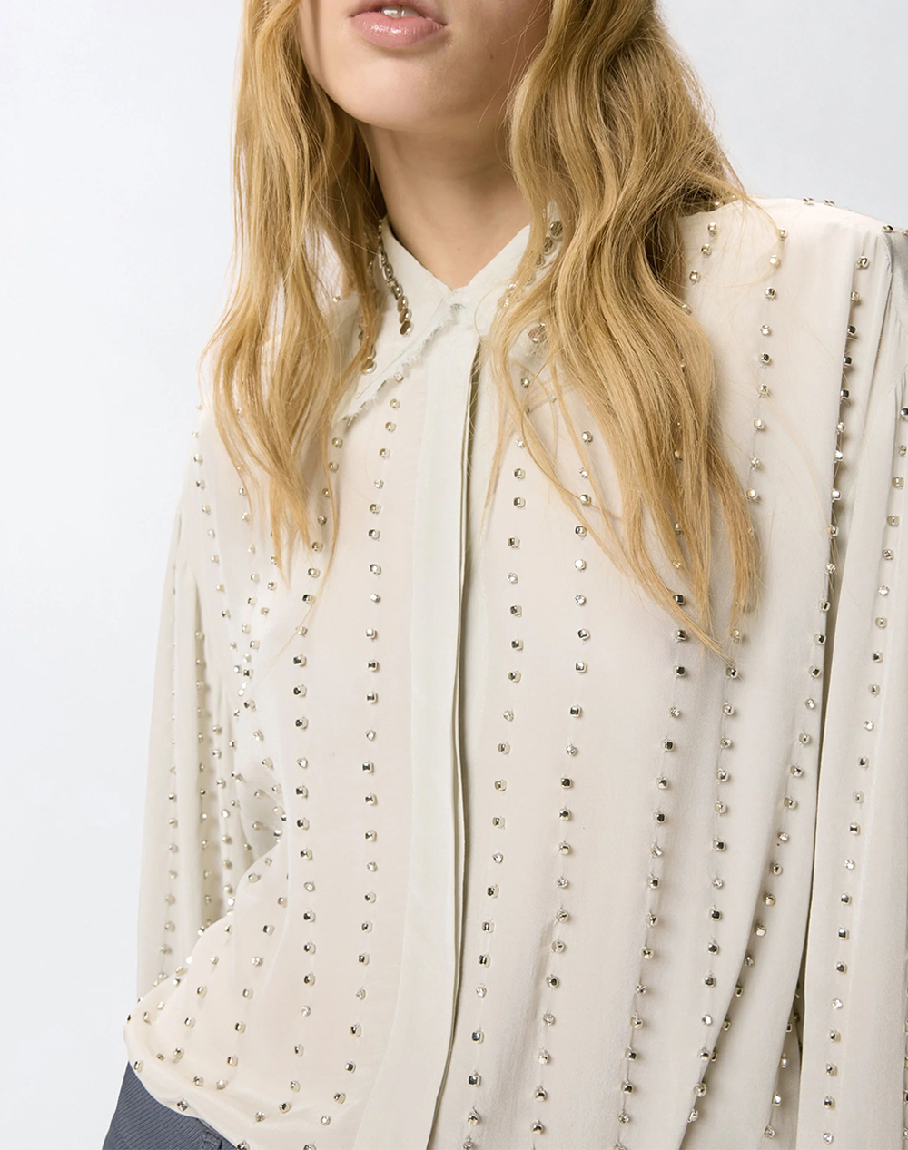 Pinko Caitlin Camicia Fluido Ricamo 106238A31F-I18 Ecru Γυναικεία ρούχα πουκάμισα Politikos Shop Πολιτικός