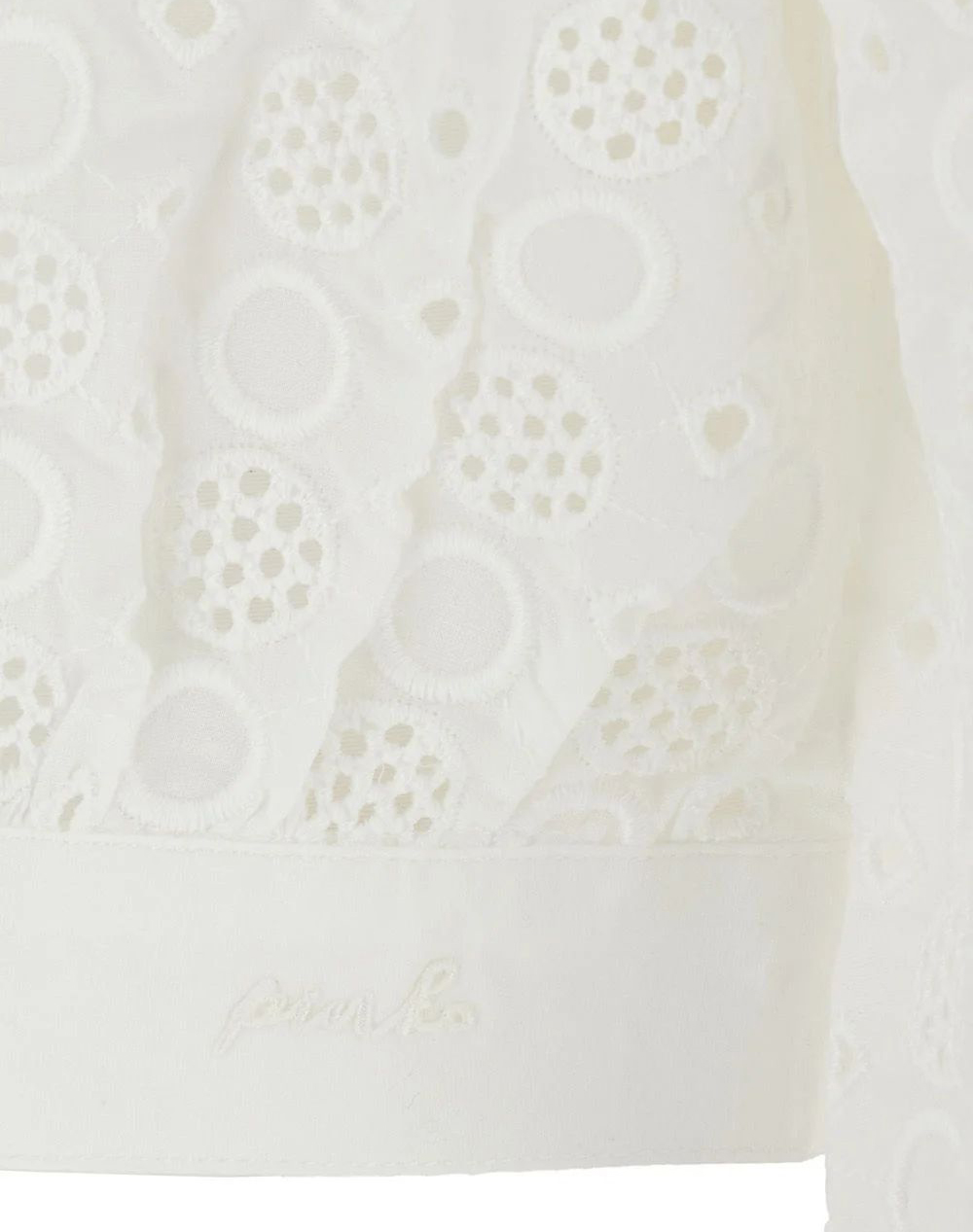 Pinko Charita Camicia Popeline Ricam 106277A35P-Z05 White Γυναικεία ρούχα πουκάμισα Politikos Shop Πολιτικός