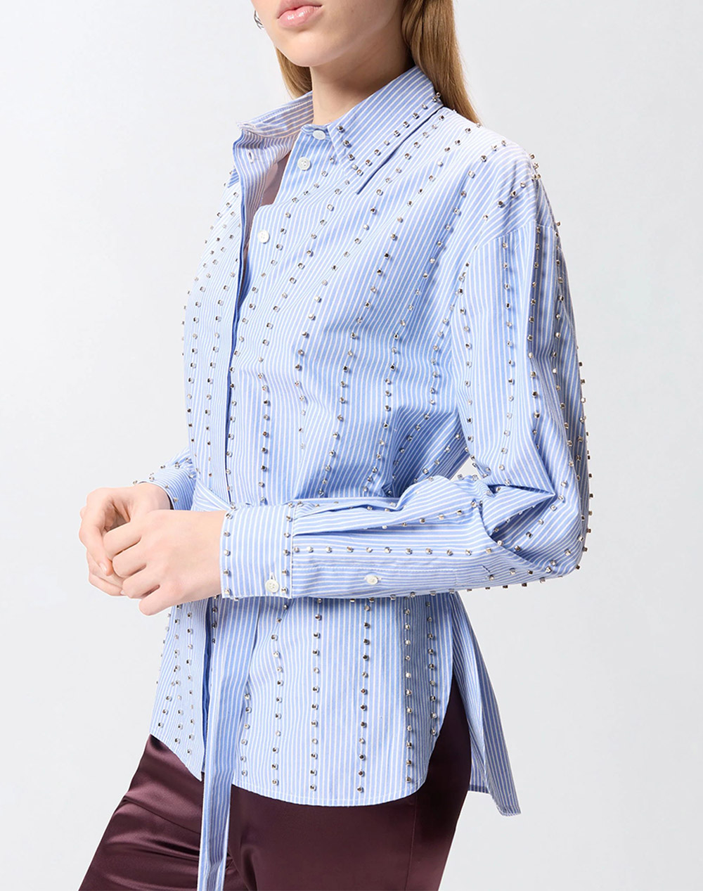 Pinko Carley Camicia Bastonetto Con 106225A32R-Ze5 Lightblue Γυναικεία ρούχα πουκάμισα Politikos Shop Πολιτικός