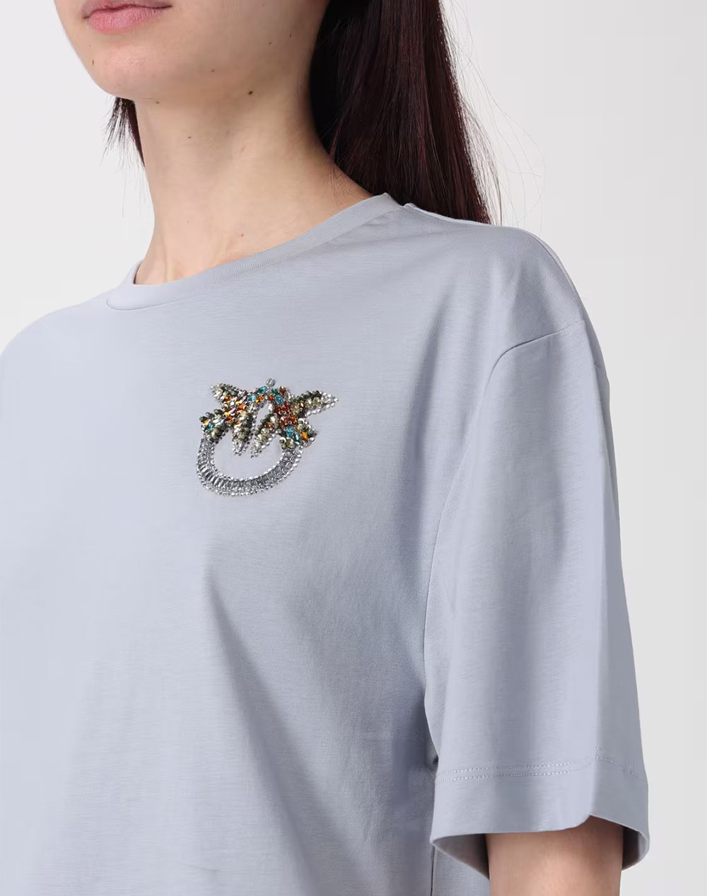 Pinko Strepitoso T-Shirt Jersey Rica 105526A33F-E87 Lightblue Γυναικεία ρούχα μπλούζες Τ-Shirt Politikos Shop Πολιτικός