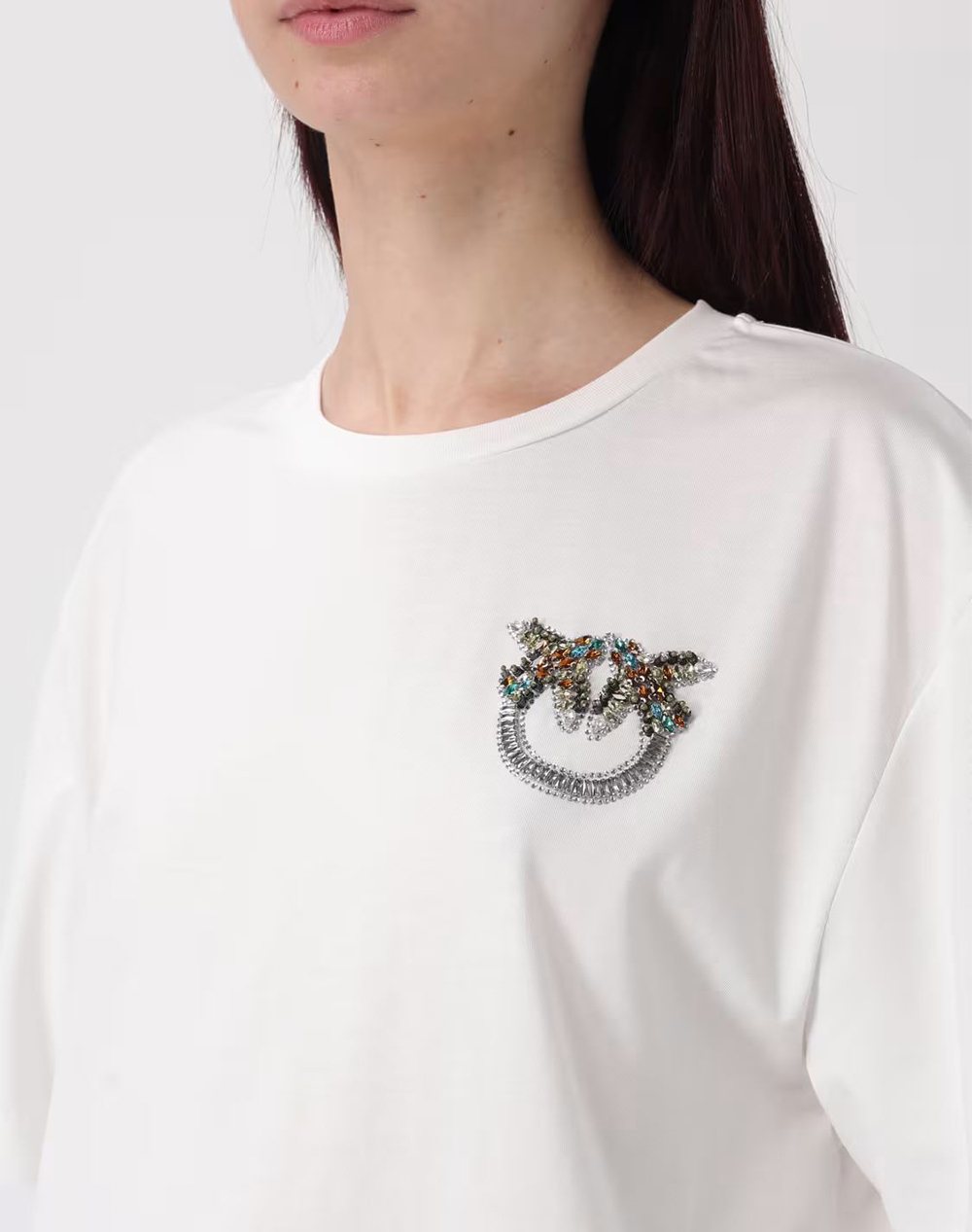 Pinko Strepitoso T-Shirt Jersey Rica 105526A33F-Z05 White Γυναικεία ρούχα μπλούζες Τ-Shirt Politikos Shop Πολιτικός